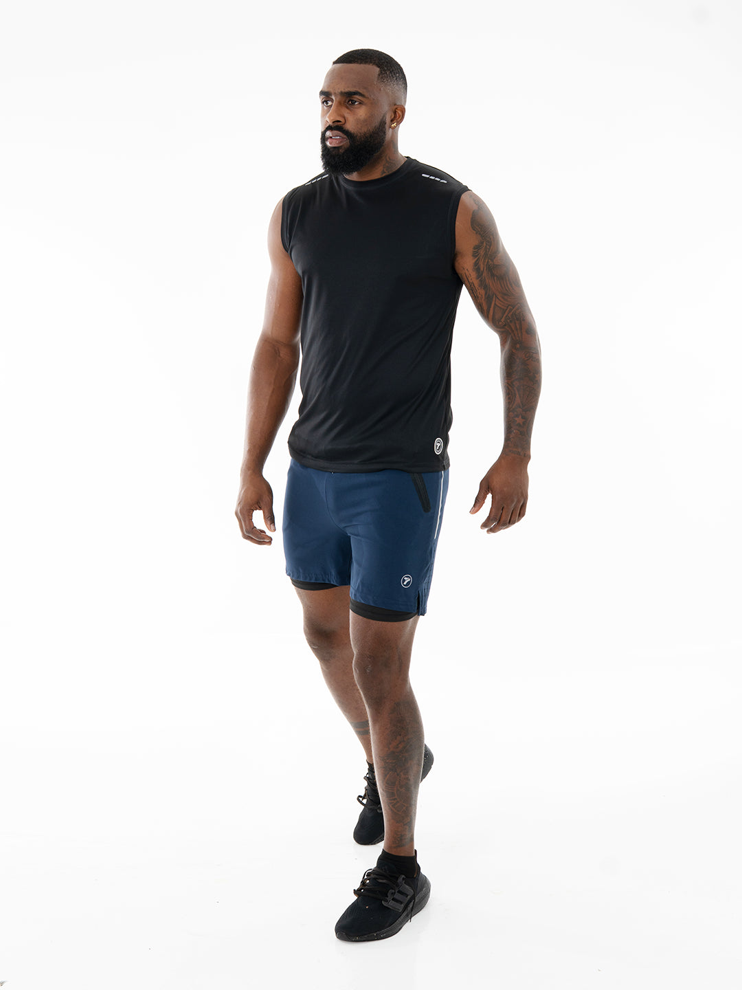 Pantaloneta con Licra Interna para Running de Hombre Track – Azul Turquí