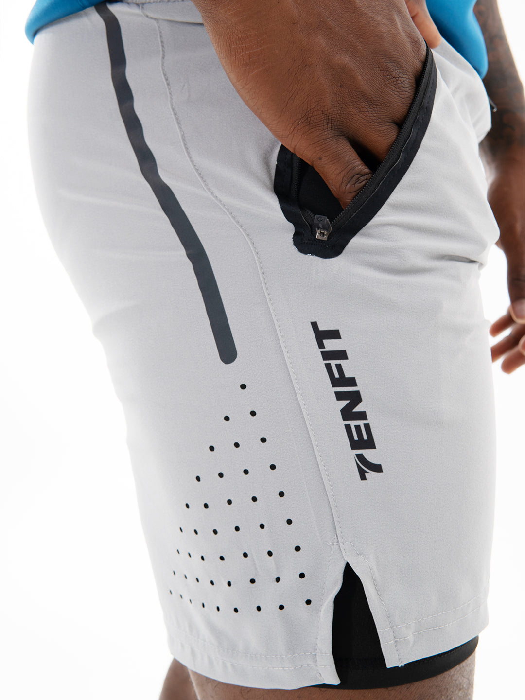 Pantaloneta con Licra Interna para Running de Hombre Track – Gris Claro