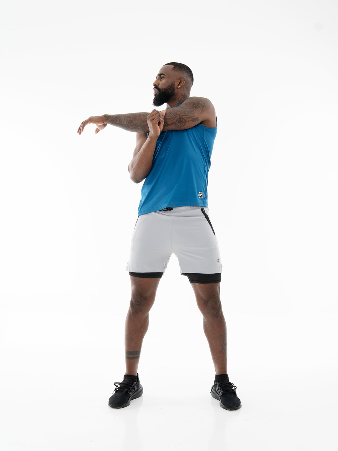 Pantaloneta con Licra Interna para Running de Hombre Track – Gris Claro