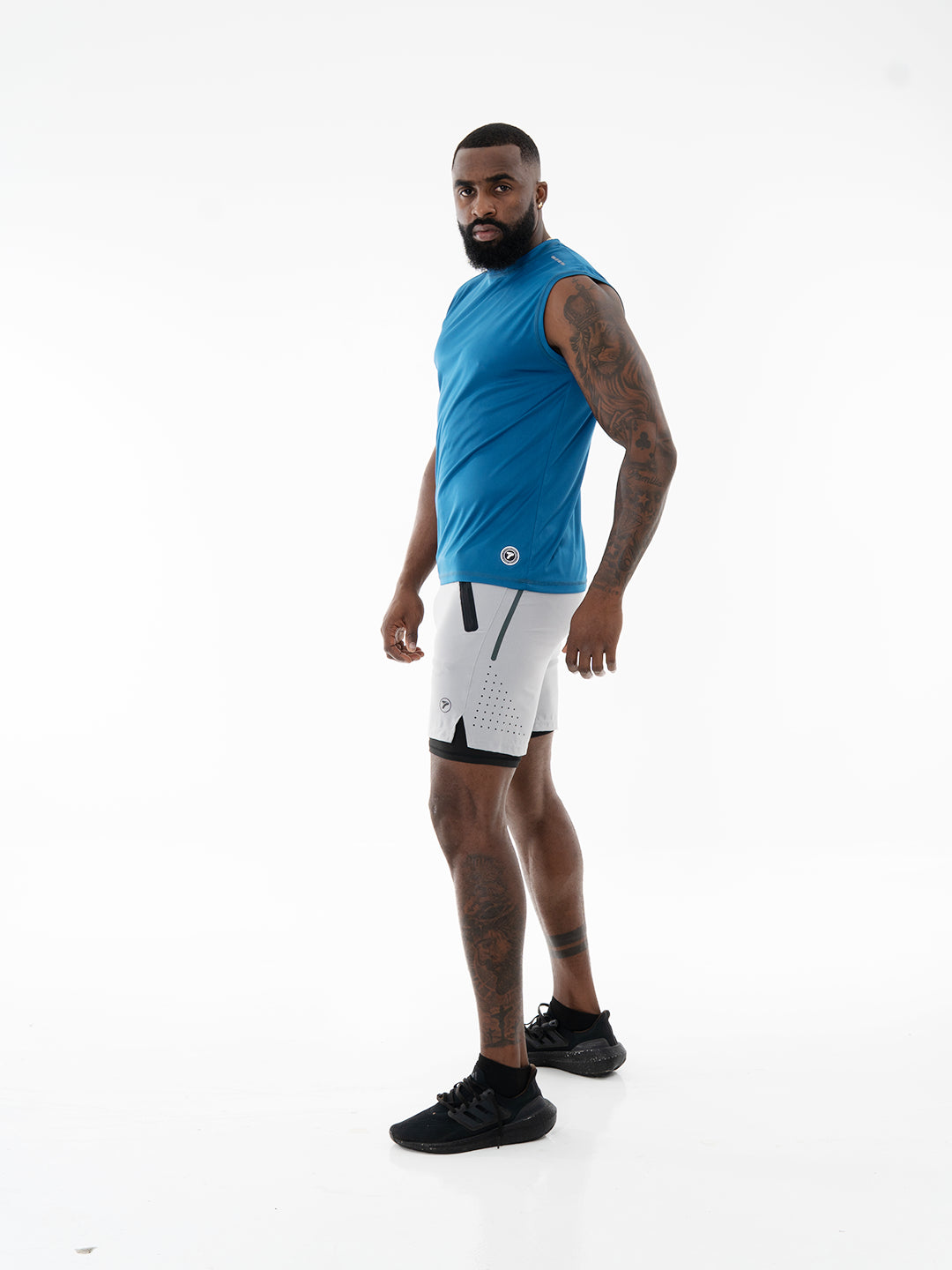 Pantaloneta con Licra Interna para Running de Hombre Track – Gris Claro