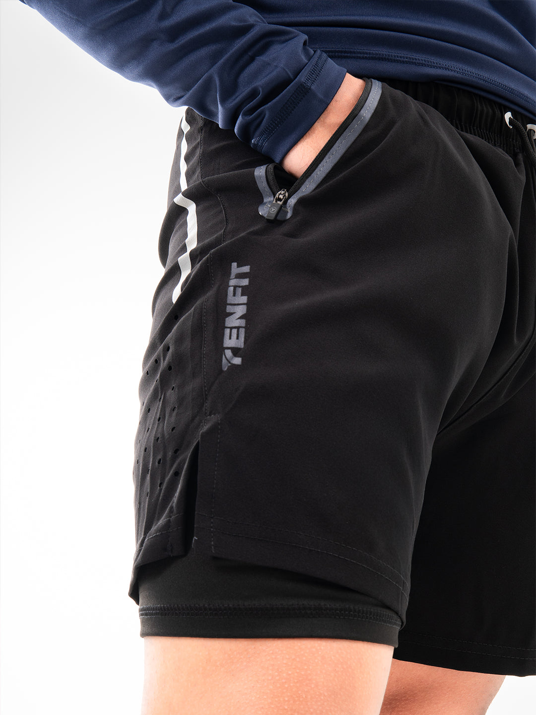 Pantaloneta con Licra Interna para Running de Hombre Track – Negro