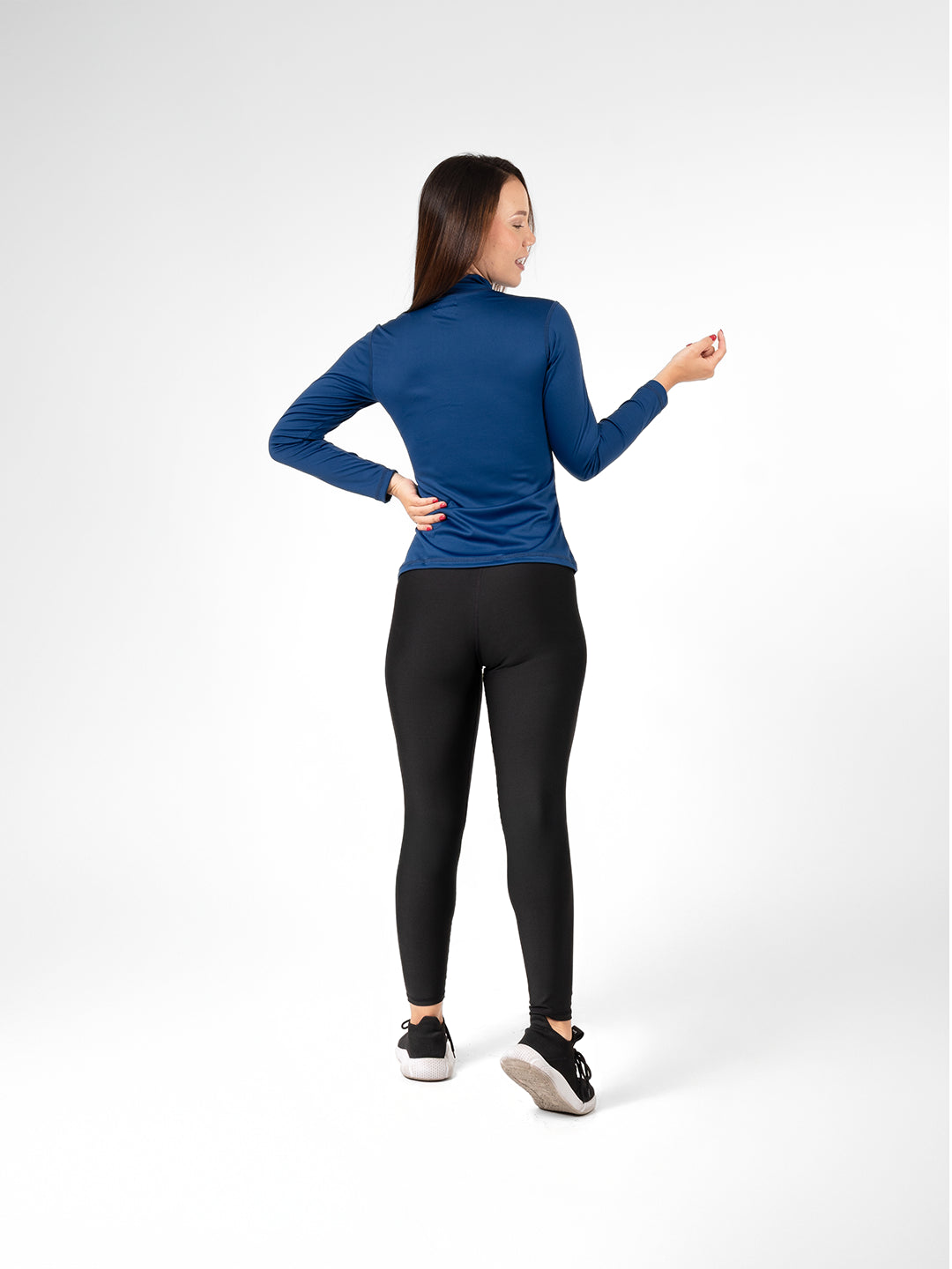 Buzo Manga Larga para running de Mujer Rolling con Cierre – Azul Turquí