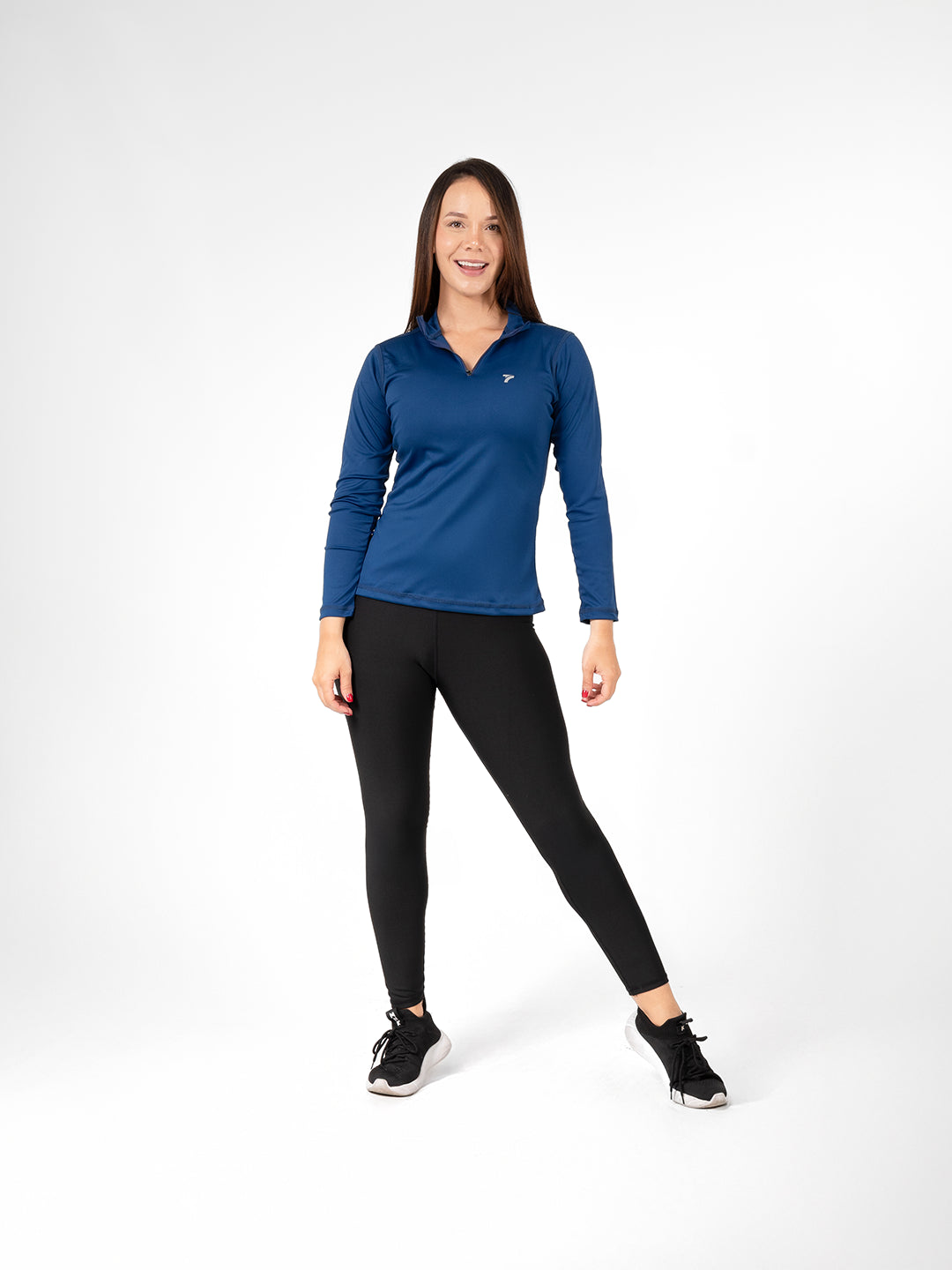 Buzo Manga Larga para running de Mujer Rolling con Cierre – Azul Turquí