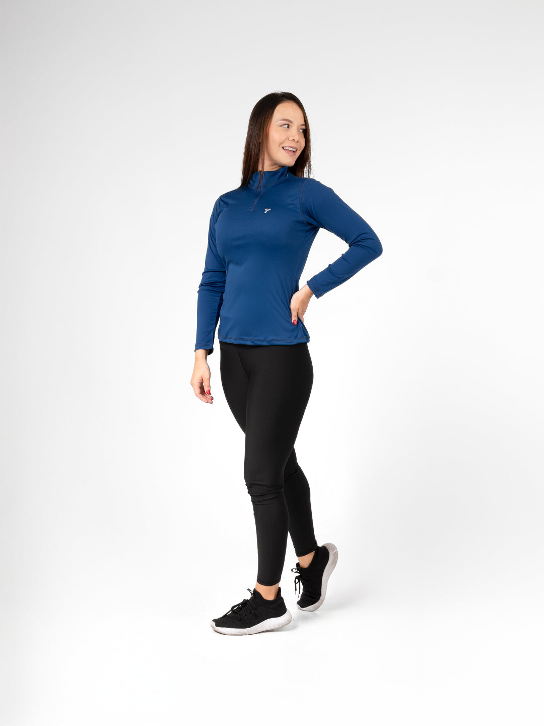 Buzo Manga Larga para running de Mujer Rolling con Cierre – Azul Turquí