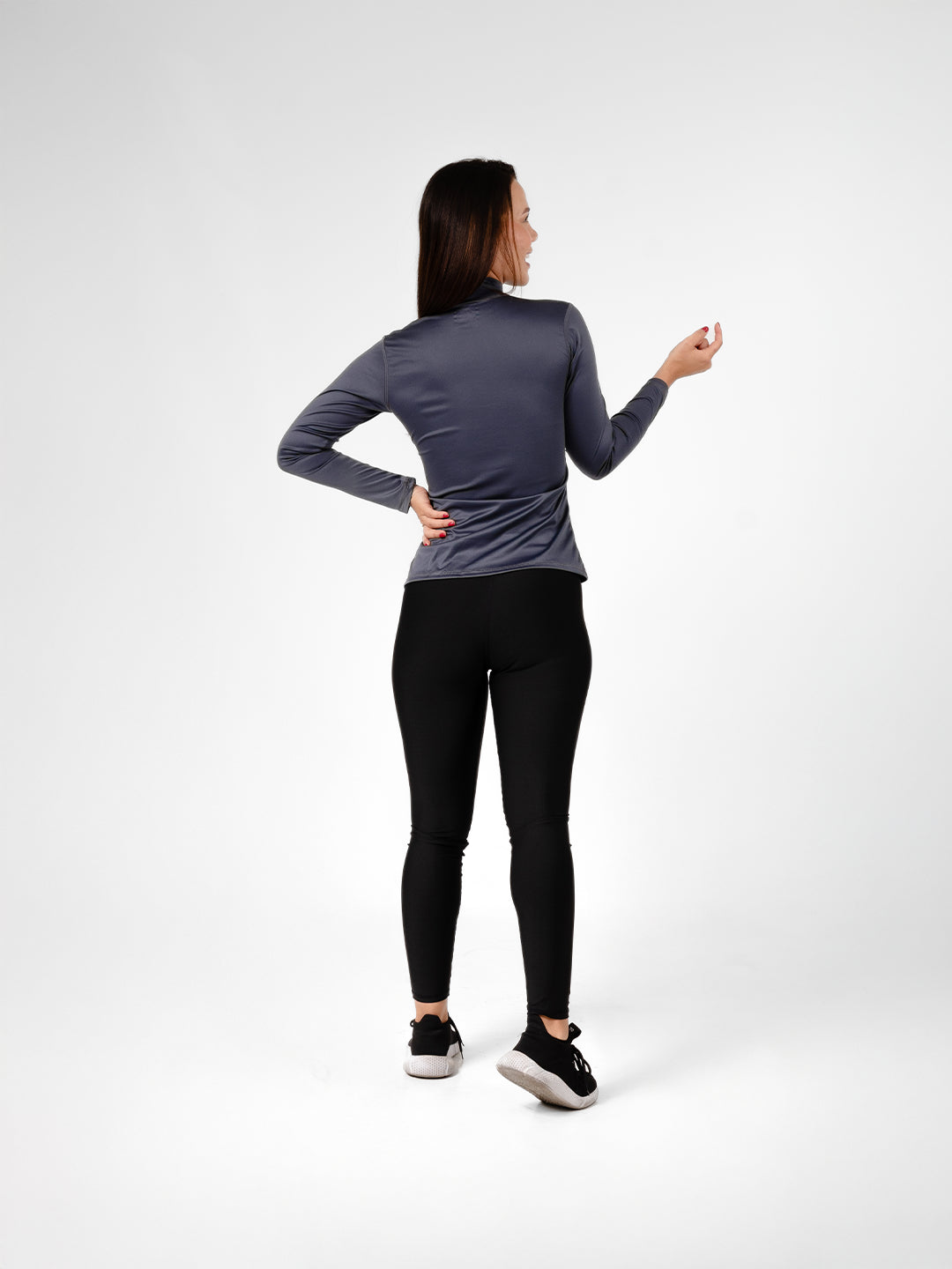 Buzo Manga Larga para running de Mujer Rolling con Cierre – Gris Oscuro