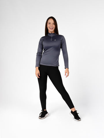 Buzo Manga Larga para running de Mujer Rolling con Cierre – Gris Oscuro