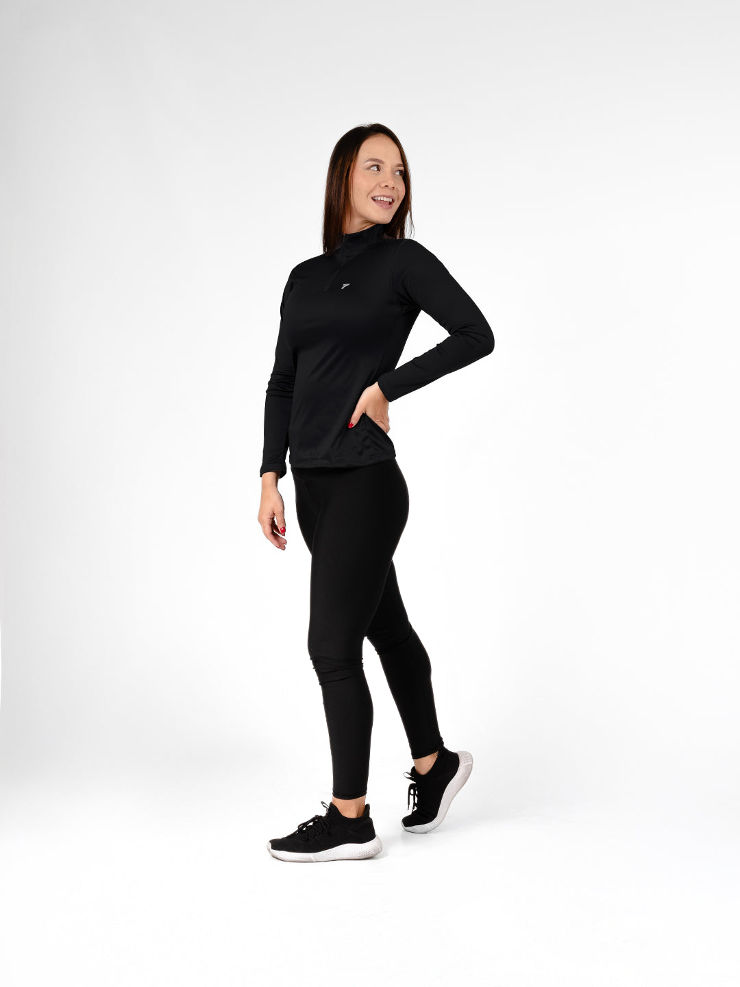 Buzo Manga Larga para running de Mujer Rolling con Cierre – Negro