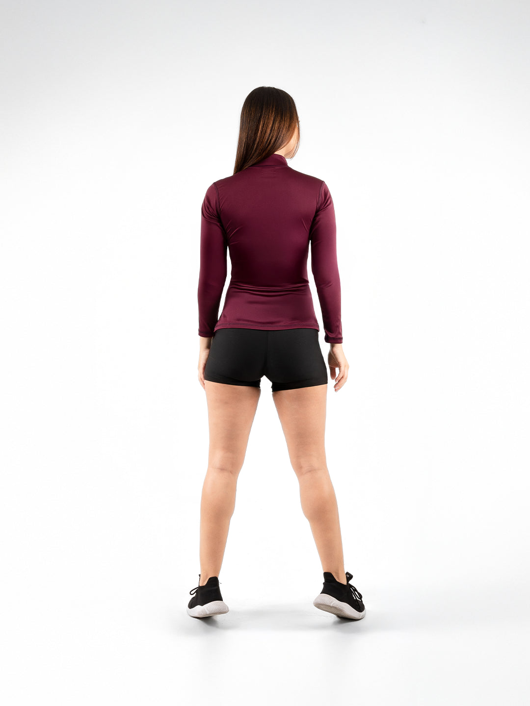 Buzo Manga Larga para running de Mujer Rolling con Cierre – Vinotinto Oscuro