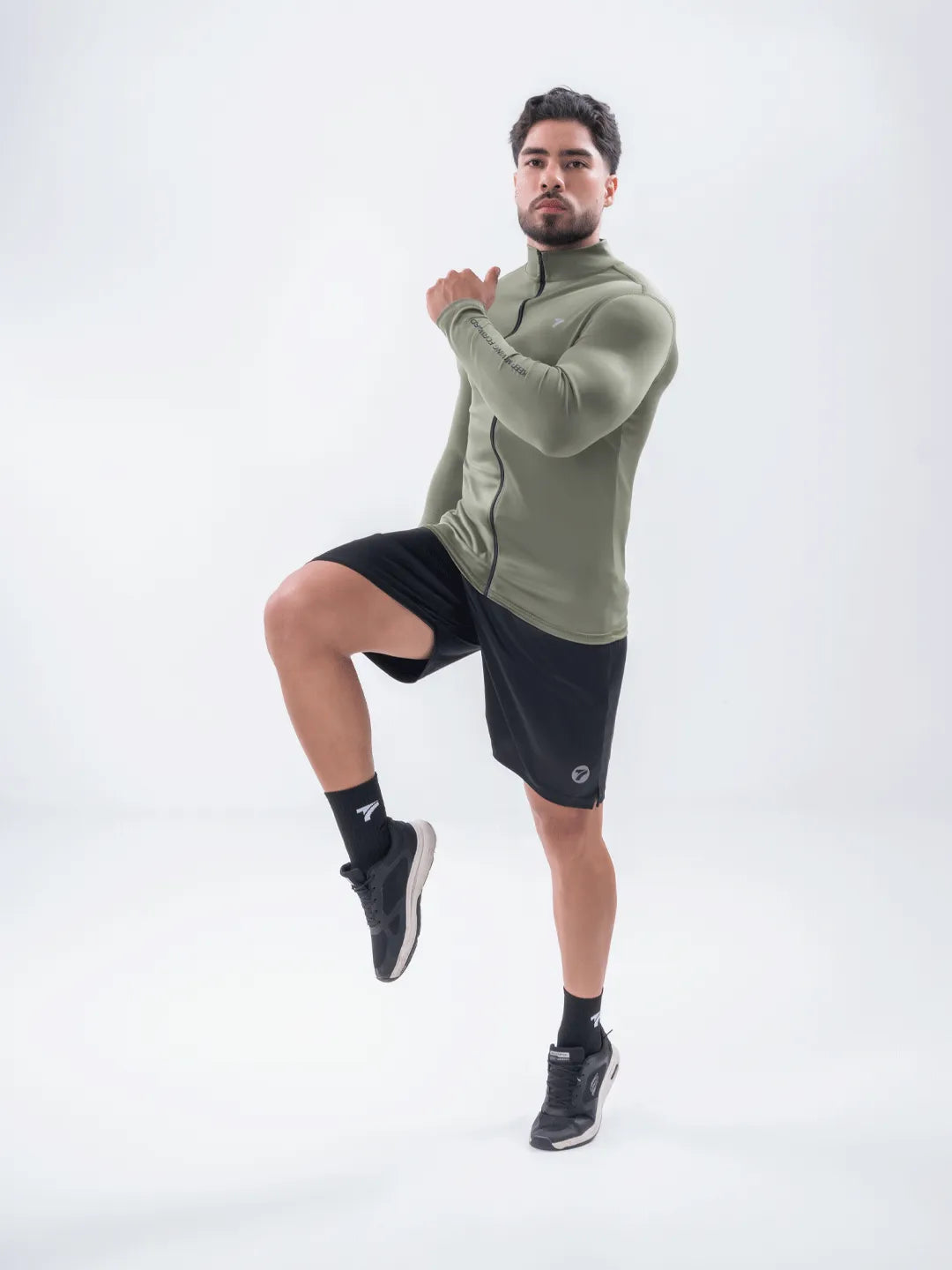 Buzo Manga Larga para running de Hombre Rolling Pro - Verde Militar