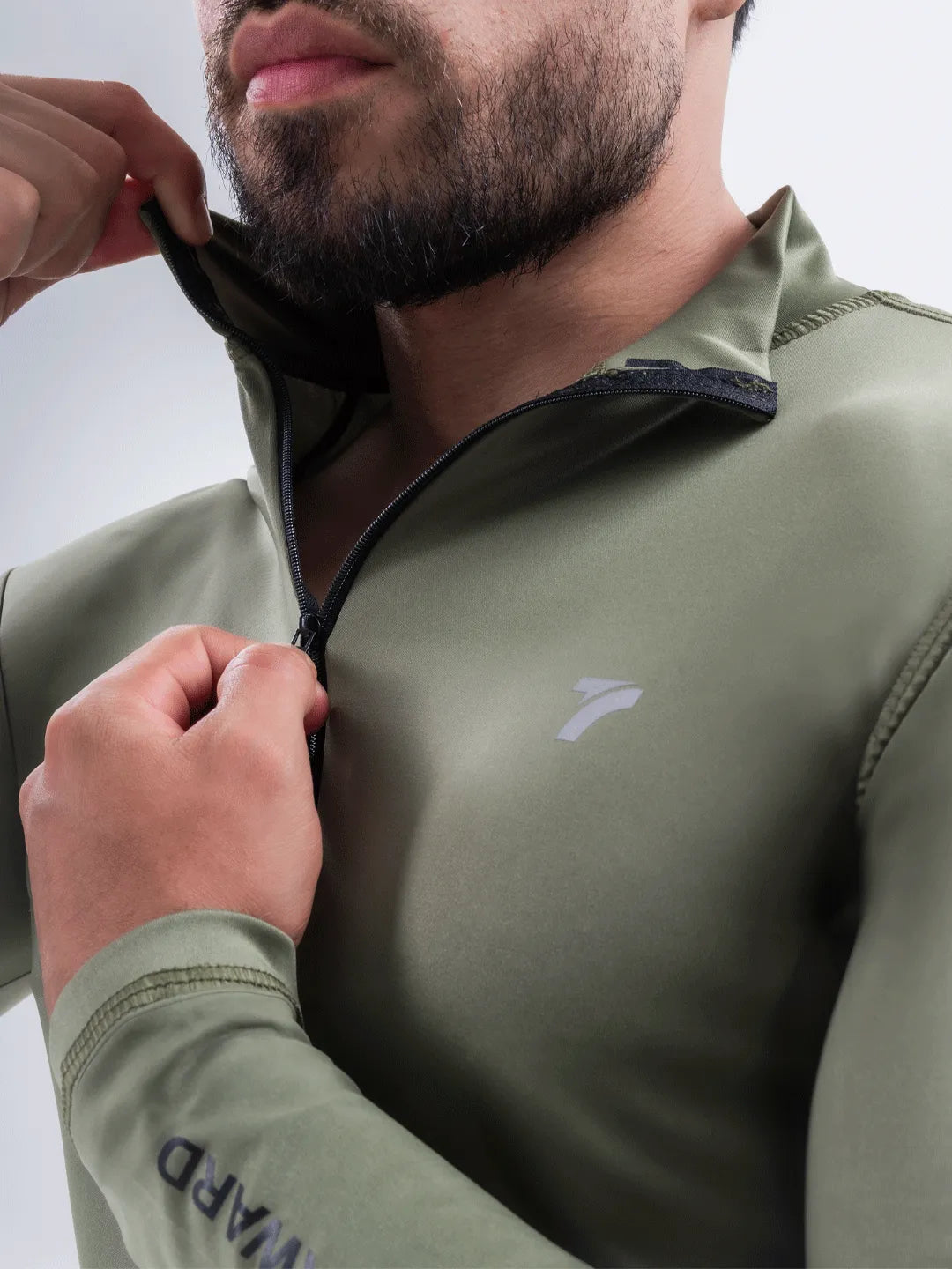 Buzo Manga Larga para running de Hombre Rolling Pro - Verde Militar