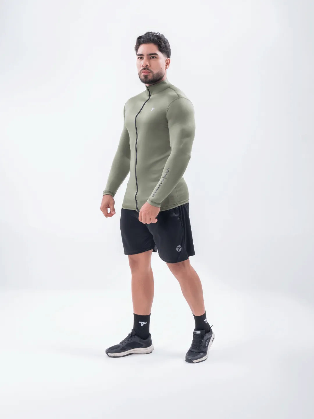 Buzo Manga Larga para running de Hombre Rolling Pro - Verde Militar