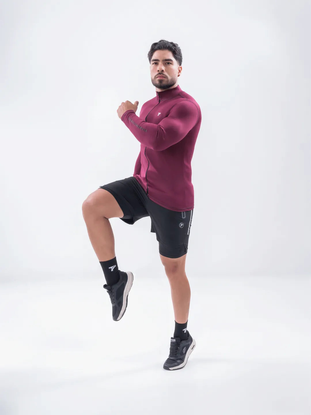 Buzo Manga Larga para running de Hombre Rolling Pro - Vinotinto Oscuro