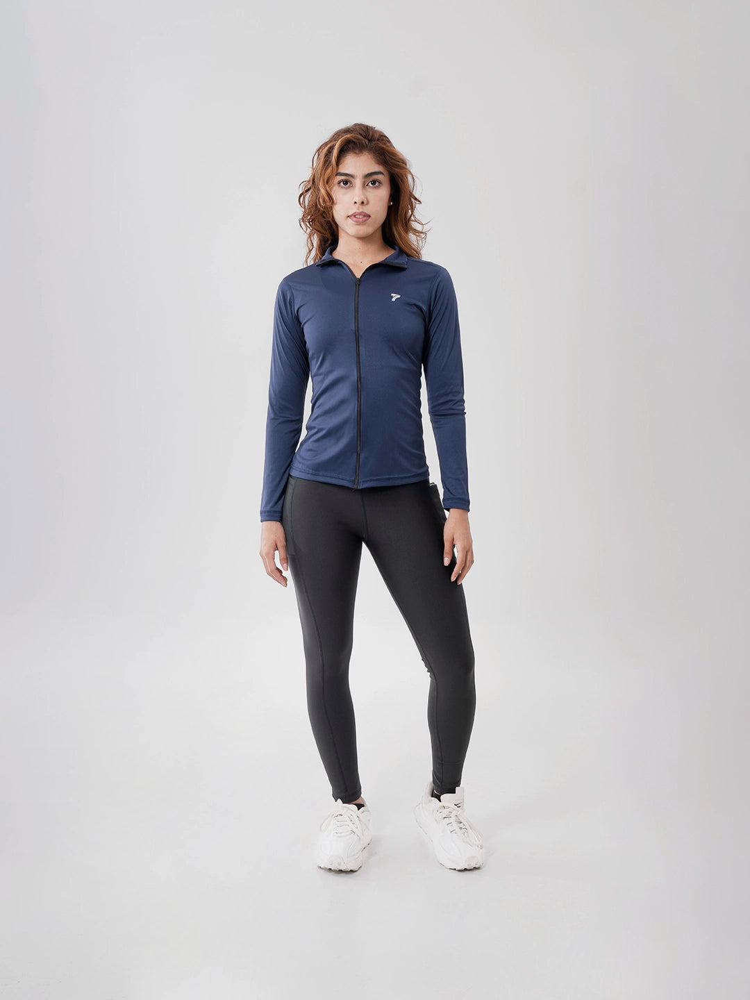 Buzo Manga Larga para running de Mujer Rolling Pro - Azul Turquí