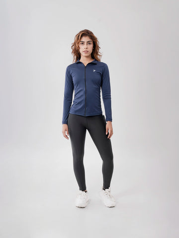 Buzo Manga Larga para running de Mujer Rolling Pro - Azul Turquí