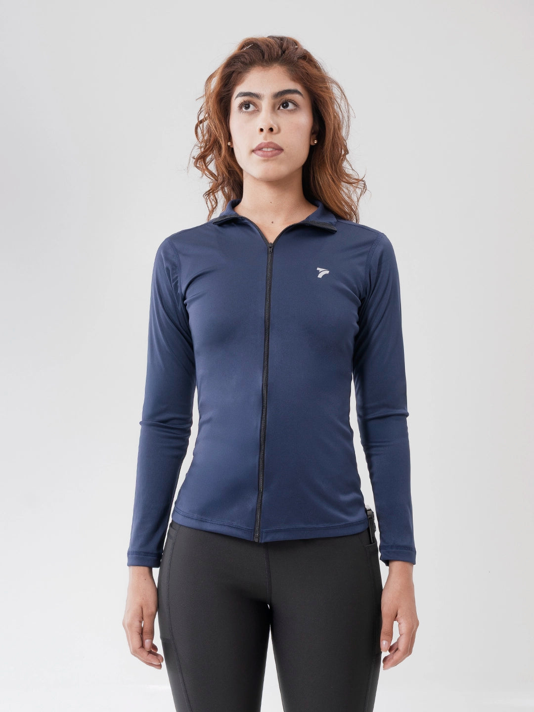 Buzo Manga Larga para running de Mujer Rolling Pro - Azul Turquí