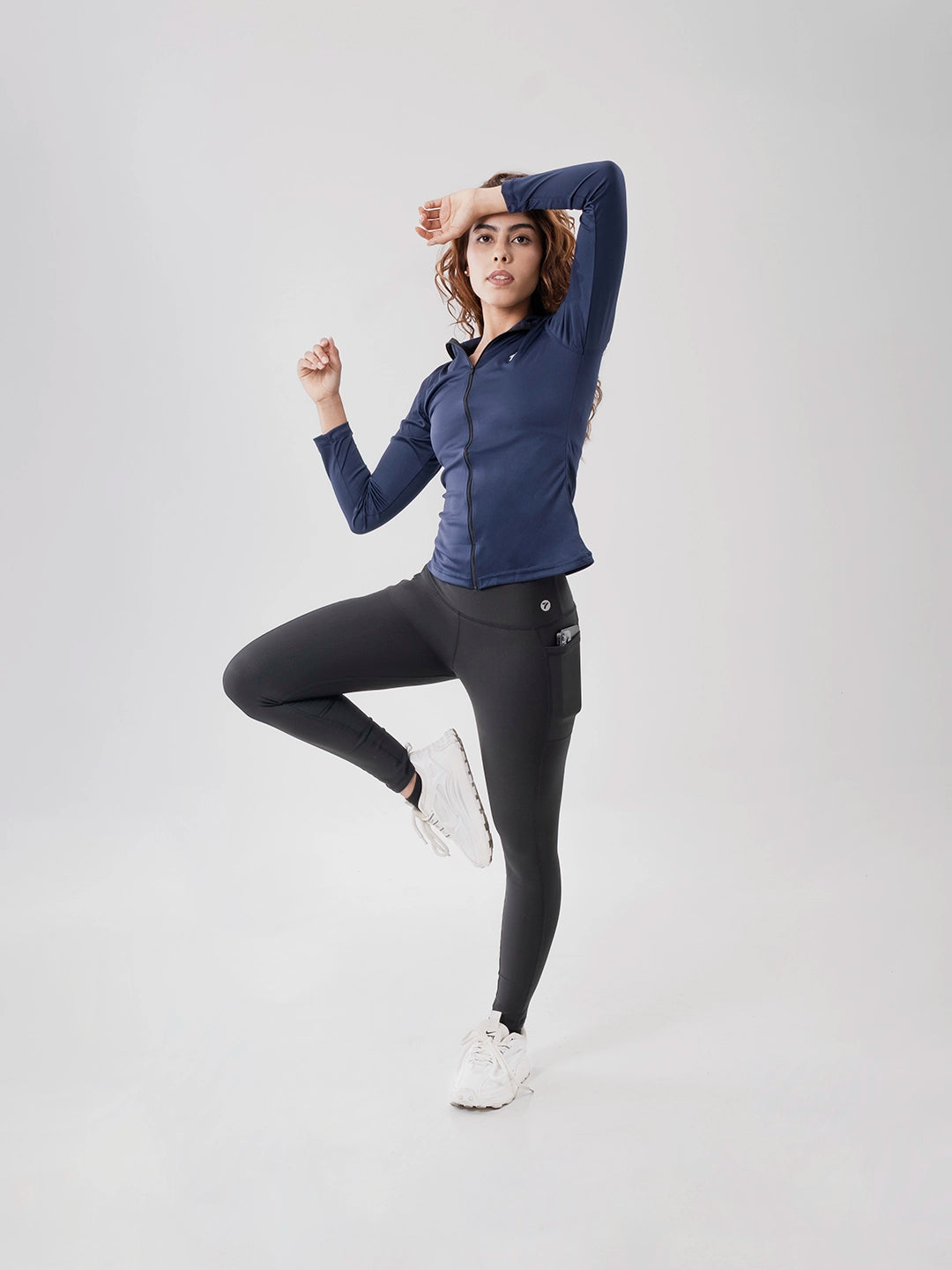 Buzo Manga Larga para running de Mujer Rolling Pro - Azul Turquí
