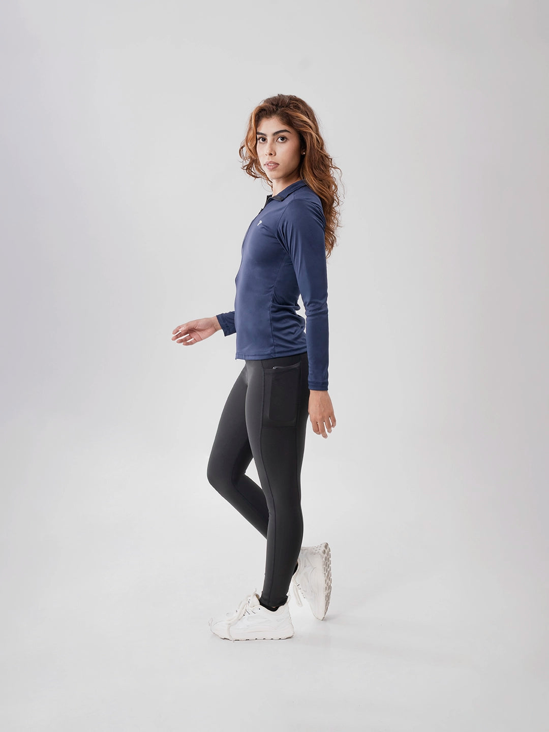 Buzo Manga Larga para running de Mujer Rolling Pro - Azul Turquí