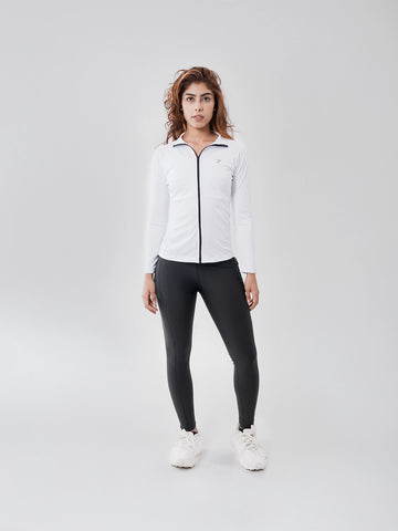 Buzo Manga Larga para running de Mujer Rolling Pro - Blanco
