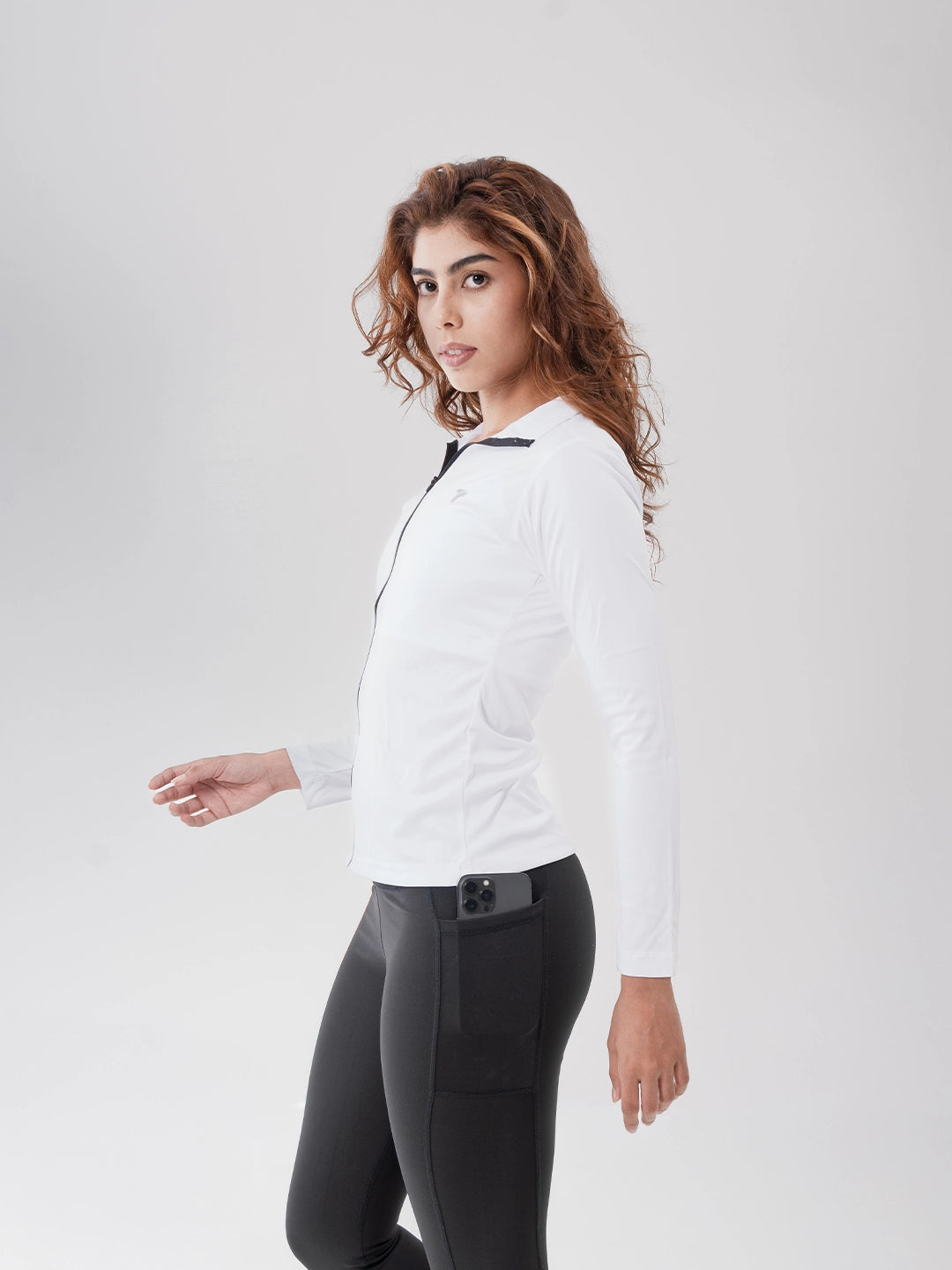 Buzo Manga Larga para running de Mujer Rolling Pro - Blanco