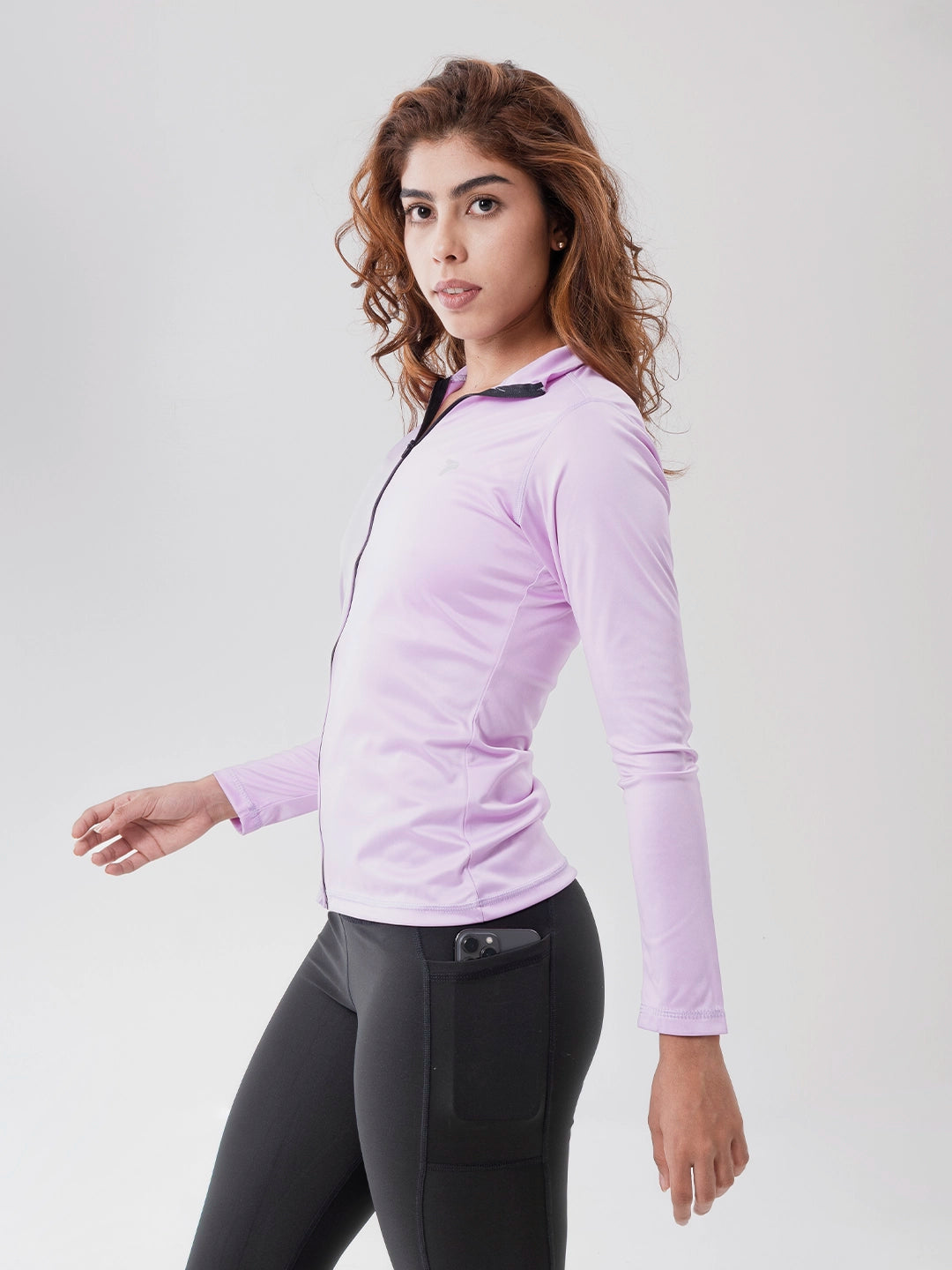 Buzo Manga Larga para running de Mujer Rolling Pro - Lila Oscuro