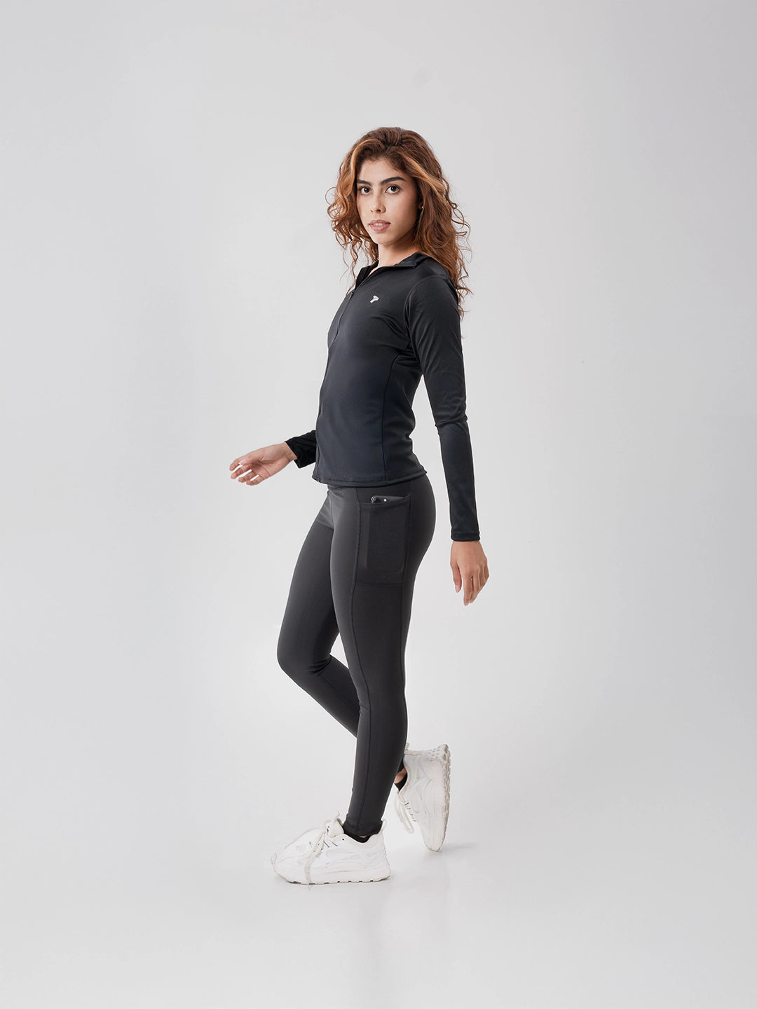 Buzo Manga Larga para running de Mujer Rolling Pro - Negro