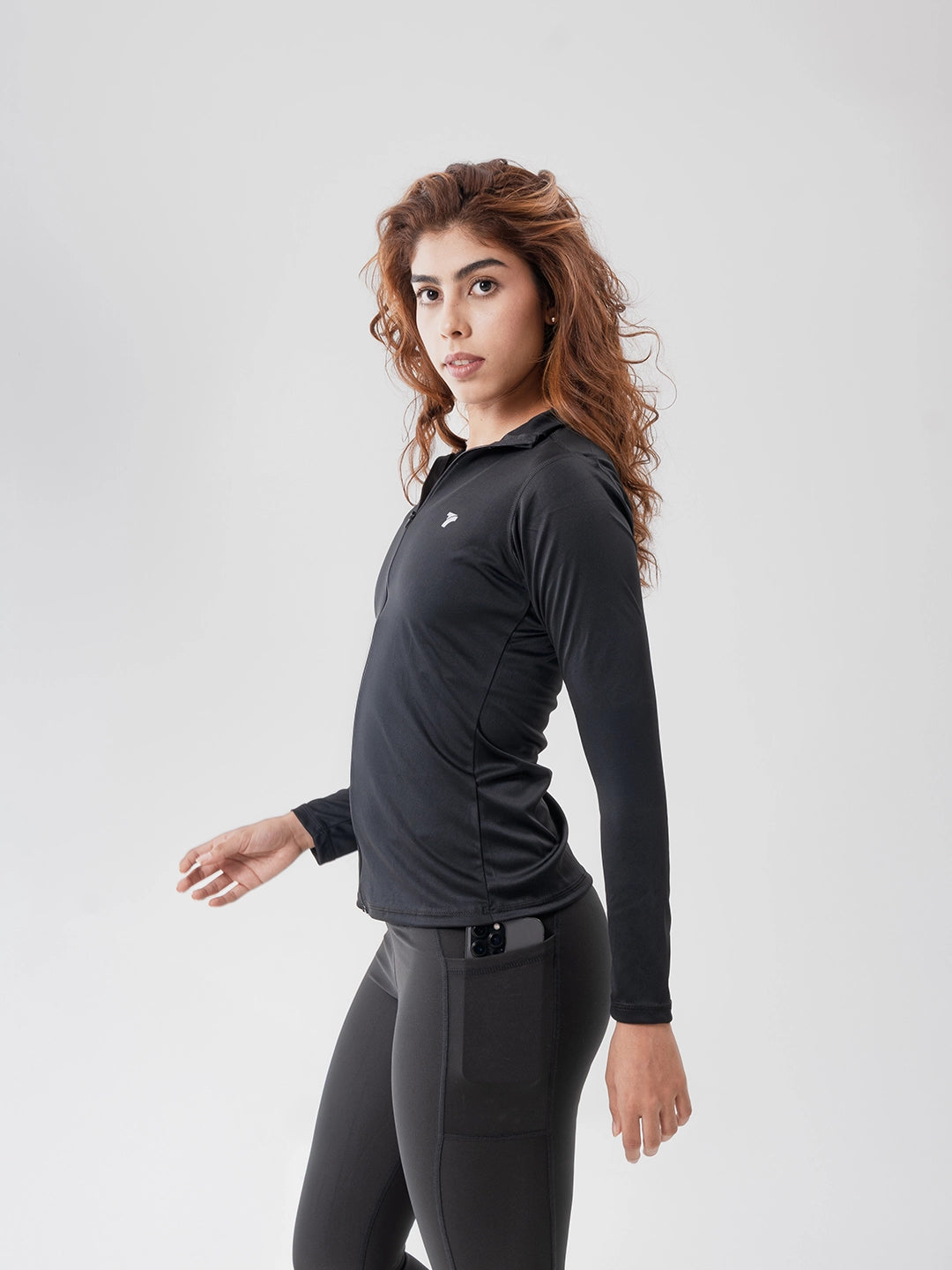 Buzo Manga Larga para running de Mujer Rolling Pro - Negro