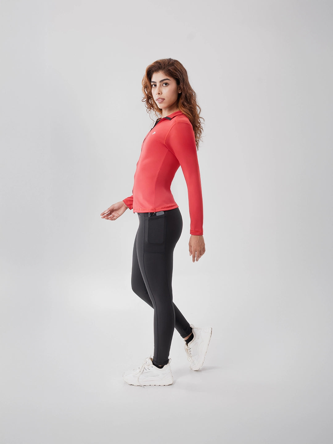 Buzo Manga Larga para running de Mujer Rolling Pro - Rojo