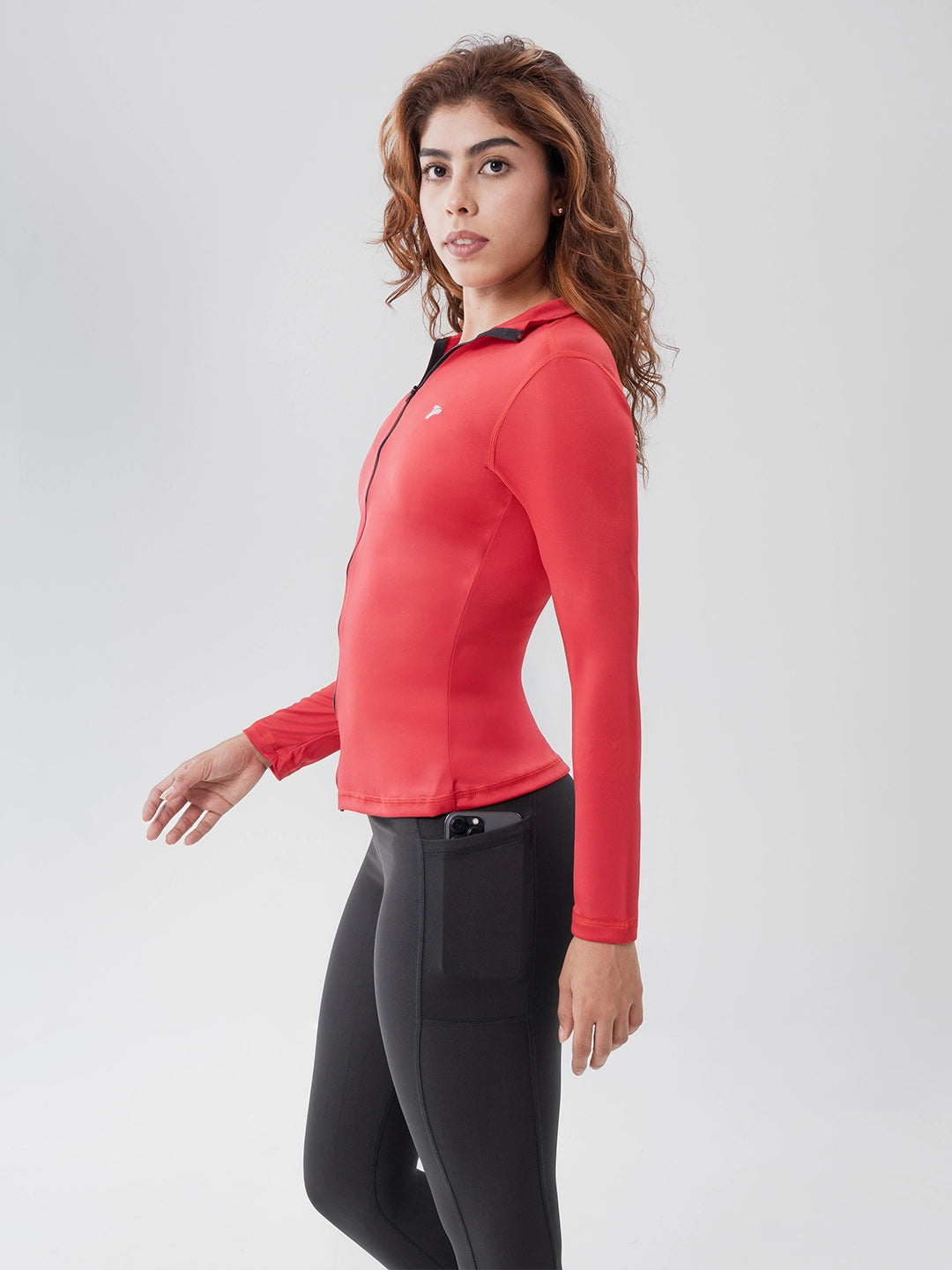 Buzo Manga Larga para running de Mujer Rolling Pro - Rojo