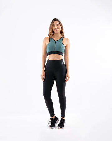 Top Deportivo de Mujer con Cierre Powerzip – Verde Oliva Oscuro